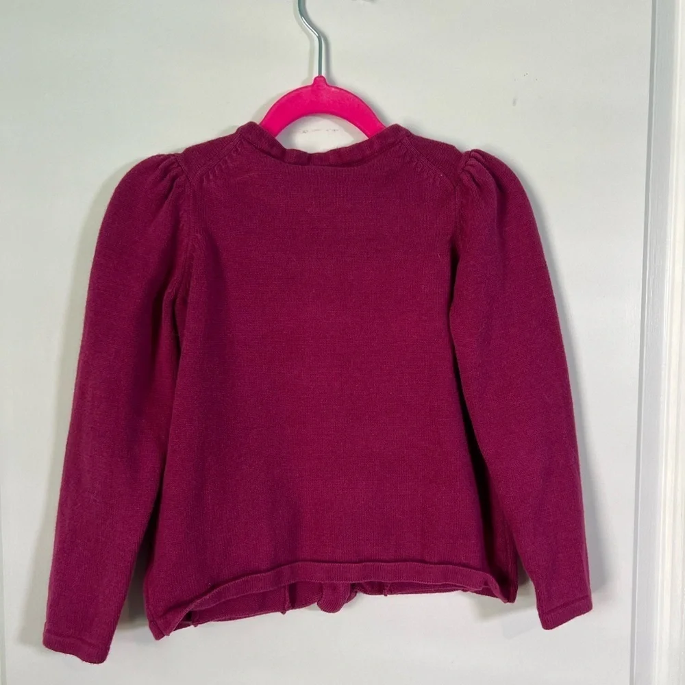 Janie & Jack Magenta Bow Pockets Cardigan/ Sweater Gold Buttons | Size 4 Elegant